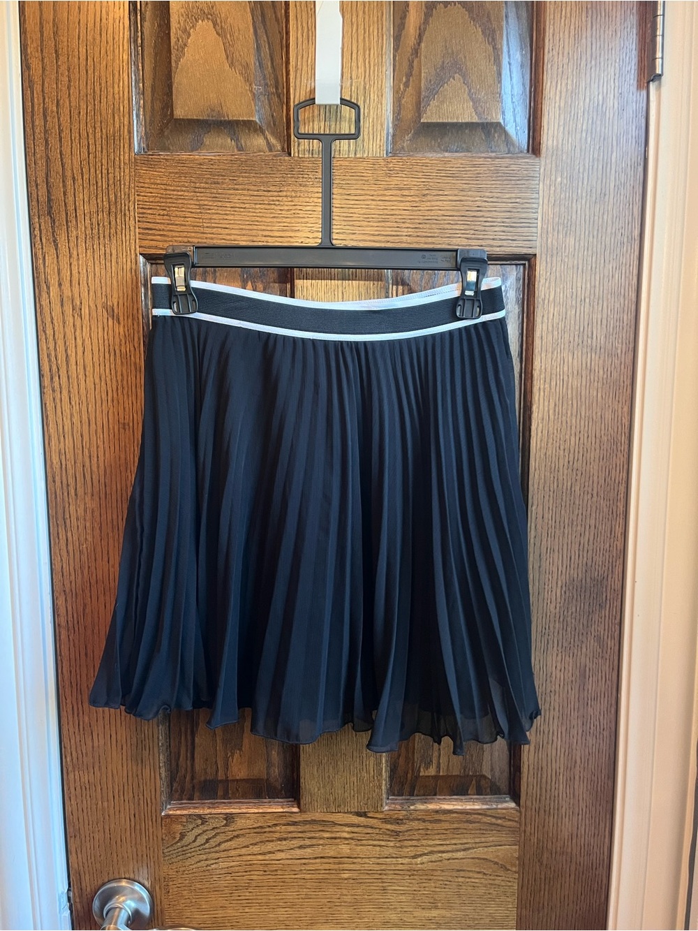 Abercrombie & Fitch Black Pleated Skater Skirt with Contrast Waistband